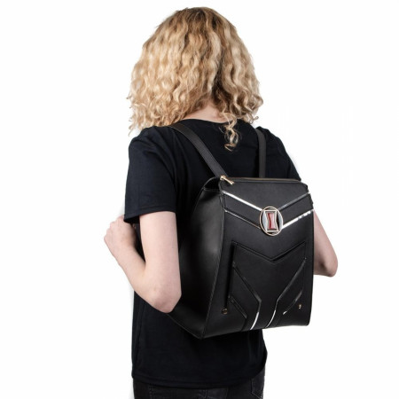 Black Widow Slim Faux Leather Mini Backpack